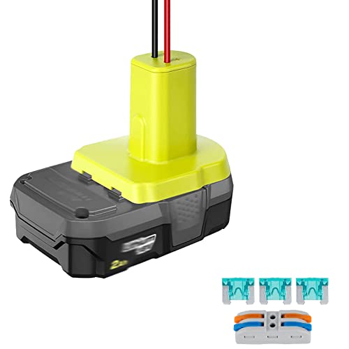 Battery Adapter Safe Insulated Power Wheel Adapter Portable Battery Converter Reusable Power Connector with Terminal and Fuse Compatible with Ryobi 18V Lithium and Ni-cd Battery
