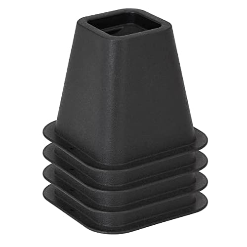 Simplify 6 Inch Bed Riser | Pack of 4 | Bed & Furniture Lifter Wheel Grooves | Under-Bed Storage | Bedroom & Dorm | Black
