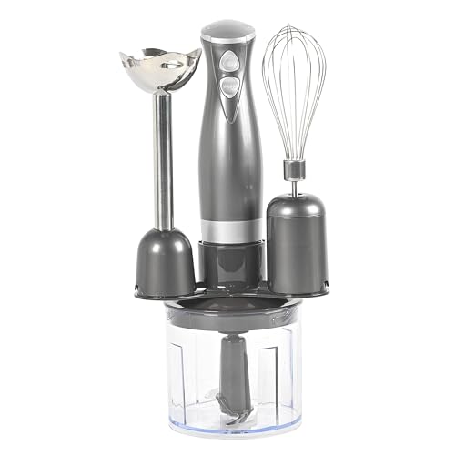 Salter EK2827GUNMETAL Cosmos 3 in 1 Hand Blender - Electric Whisk & Mini Food Processor, Vegetable Chopper with Stainless Steel Blades, 500 ml Chopping Bowl, Blend Smoothies, Baby Food and Soups, 350W