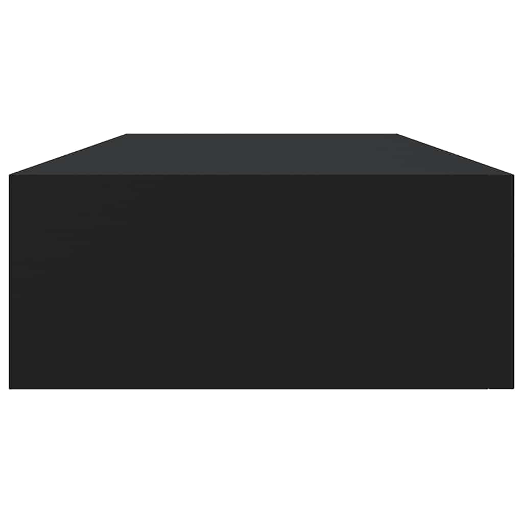 Estantería de pared con cajón, estante flotante negro de MDF y metal, moderno estante flotante para pasillo o sala de estar, 60 x 23,5 x 10 cm