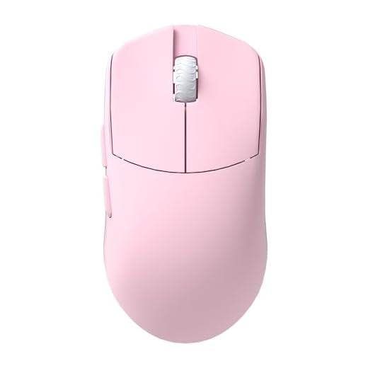 Lamzu Maya X - Mouse da gioco wireless, ultra leggero, 47 g, interruttore ottico, massimo 30000 DPI, simmetrico, MCU Nordic 52840, codificatore antipolvere, sensore PAW3950 (Maya grande) (rosa)
