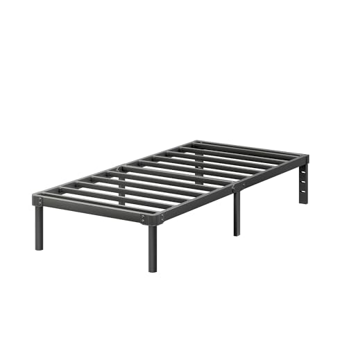 Consejos para Comprar Bases Individuales Economicas los mejores 5. 43 ZIYOO - Marco de Cama de Plataforma de Metal de tamaño Individual de 14 Pulgadas con Soporte de Listones de Acero Resistente, no Necesita somier, Espacio de Almacenamiento Debajo...