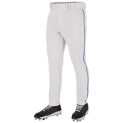 Champro Triple Crown 2.0 Tapered Bottom Baseball Pants with Braid, Youth Large, White, Royal