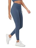 ODODOS Women's Drawstring Tie Leggings 25' Inseam 7/8 Length High Waist Workout Yoga Pants, Ink Blue, Small
