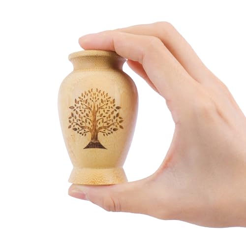 Small Urns For Ashes, Ashes Keepsake, Wooden Urn, Adult Small Urn Tube Keepsake, Human Male Female Pet Dog Cat Ashes (Tree of Life 1PCS)