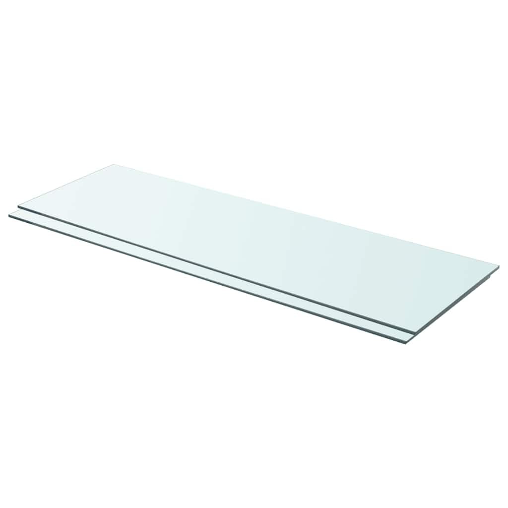 Set di 2 ripiani in vetro temperato trasparente per parete lamellare, 90 x 30 cm, ripiano in vetro temperato per arredamento di negozi e mensole da parete, pannello da parete in vetro fino a