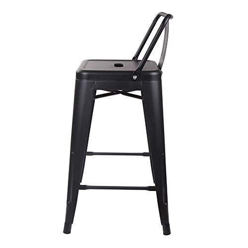 Gia 24-Inch Counter Height Metal Stool Chair, Matte Black, Set Of 3 #TOP5