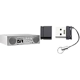 Imperial 22-246-00 Dabman i450 Internet-/DAB+ Radio (2.1 Sound,Bluetooth,Internet/DAB+/DAB/UKW,WLAN,LAN,USB,Aux In,Line-Out) Silber/weiß & Intenso Slim Line 64 GB USB-Stick USB 3.0 schwarz