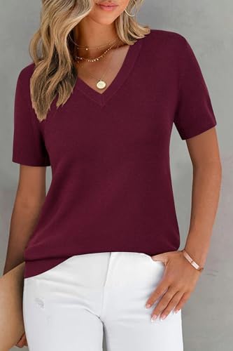 Image of Arach&Cloz Women's Wool Blend Spring Summer Lightweight Business Casual Sweater Tops 2026
