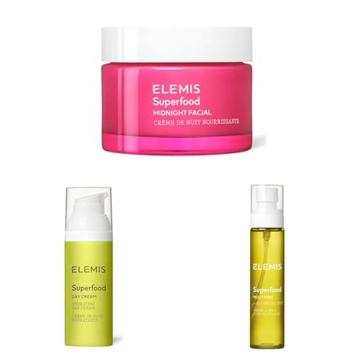 ELEMIS Skincare Trio – Superfood Midnight Facial, Superfood Day Cream & Multi Toning Mist