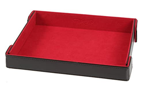 Forged Dice Co. 9.5 Inch Magnetic Folding Dice Tray - Portable Folding Dice Rolling Tray for use as DND Dice Tray D&D Dice Tray or Dice Game - Quiets Rolling Metal Dice and Folds Flat - Red
