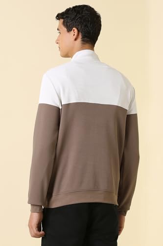 Image of Allen Solly Men's Cotton Blend Casual Sweatshirt with Half Zip and Straight Pocket