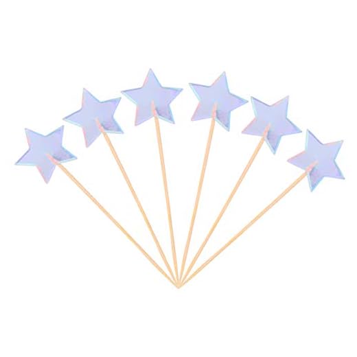 STOBOK 25 stycken glänsande glitter stjärna cake toppare placerat kort cupcake flagga grattis på födelsedagen dekoration bröllop julfest barn favorittillbehör