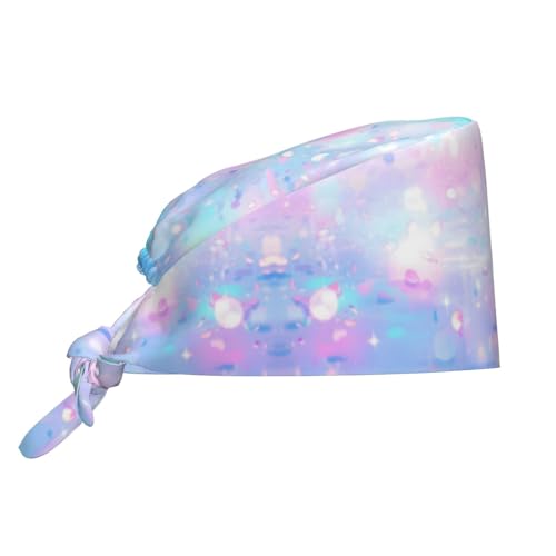 Gorro de trabajo transpirable con purpurina colorida que brilla intensamente para enfermería, médico, cirujano, unisex, para mujeres y hombres, vendaje elástico