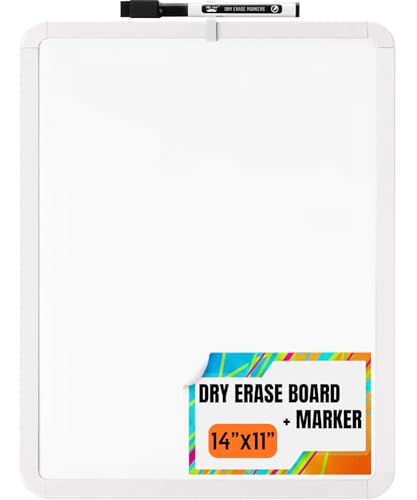 Mr. Pen- Dry Erase Board, 14” x 11” with a Black Dry Erase Marker, Small Mini White Board for Students, White Frame, Includes Double Sided Tapes