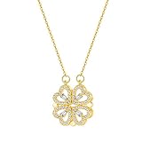 Collier de trèfle à quatre feuilles, forme de cœur plissante en forme de cœur à la clavicule à clavicule Bijoux suspendu suspendu pour les femmes Collier de trèfle doré