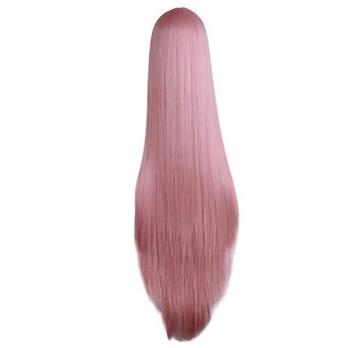 MapofBeauty 39/100cm Natürliche lange glatte Haare Mode Kostüm spielen Perücke (Rouge Rosa)