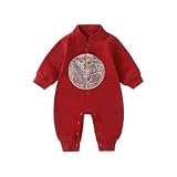 Seuyae Lunar New Years Romper for 24 Months Baby Boys Traditional Tang Suit Red Dragon Unisex