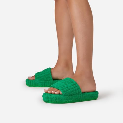 keleimusi Womens Towel Fabric Slipper Thick Sole Round Toe Strap Slide Sandals Shoes4