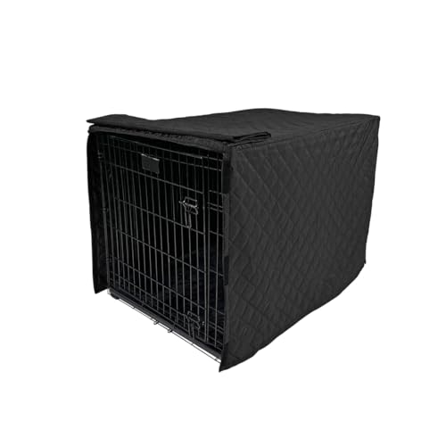 4Knines Quilted Dog Crate Cover Heavy-Duty Water-Resistant Fabric for Indoor/Outdoor Use Durable Travel Cage Cover for Training Weather Protection Fits 48-Inch Crates Black