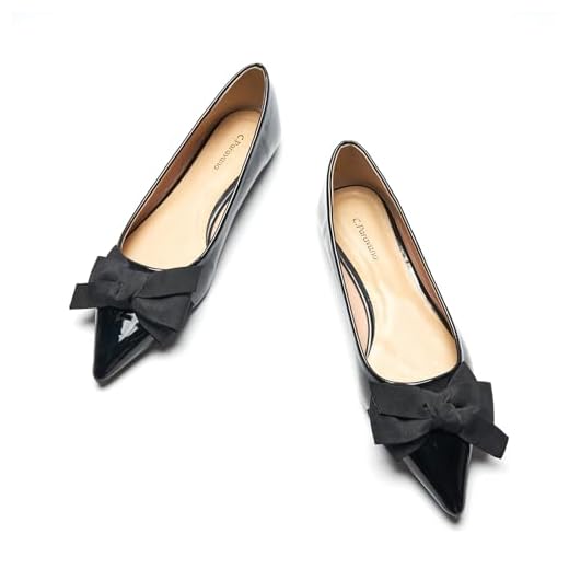 C.Paravano Women’s Flats I Black Flats I Patent Leather Shoes for Women I Pointed Toe Flats I Slip on Shoes Ballet Flats (Size 40,Black Flat)
