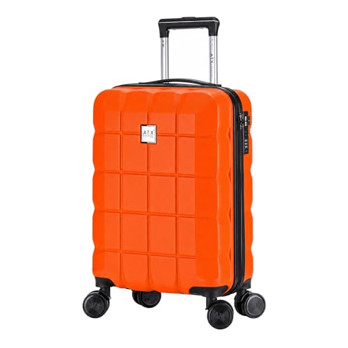 ATX Luggage 55x36x20cm Cabin Suitcase Super Lightweight Small Suitcase Approved for 100+ Airlines Including EasyJet, Ryanair, British Airways & Virgin Atlantic (Orange, 21Inches, 33Liter)