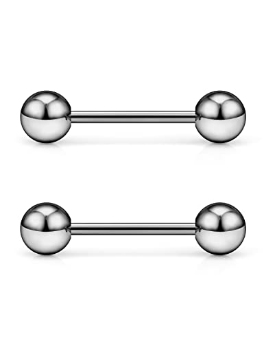 Vsnnsns 16G G23 Titanium Internally Threaded Straight Barbell Body Piercing Jewelry Tongue Rings Nipple Rings Piercing Jewelry For Women Men 16 Gauge 12Mm #TOP20