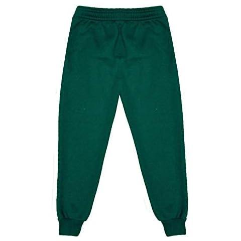 Kids Fleece Jogging Bottoms Boys Girls Sports PE Joggers Children Unisex Casual Fleece Pull On Trousers School Play Tracksuit Classic Bottom Soft Jog Pants (Green, 7-8 Years) Cover