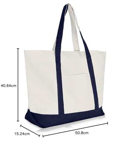 Image of 22 inch Heavy Duty Cotton Canvas Tote Bag (Zippered)