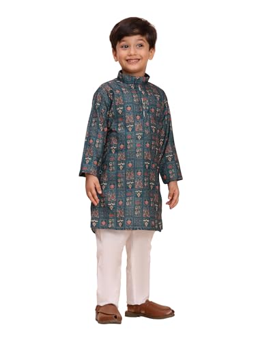 Pro-Ethic Style Developer Boys Heavy Cotton Printed Kurta and Pajama Set For Kid's Ethnic Wear (S-280), 7-8 years, Green Pro-Ethic Style Developer Boys Heavy Cotton Printed Kurta and Pajama Set For Kid's Ethnic Wear (S-280), 7-8 years, Green