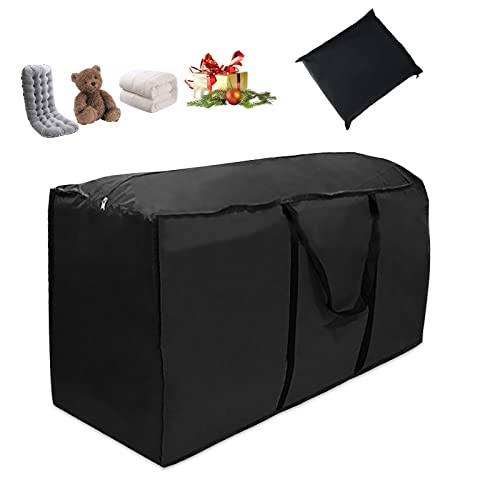 BITOWAT Bolsa de almacenamiento para cojines de muebles de jardín, impermeable, resistente, tela Oxford 210D, con asa, para accesorios de jardín, hogar y patio (122 x 39 x 55 cm, negro) Cover
