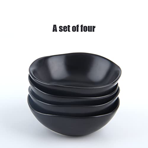 Matte Ceramic Dipping Sauce Dishes,Black Sushi Soy Sauce Dipping Bowls Appetizer Plates With Irregular Edge Side Dish For Kitchen Home Housewarming (Black) #TOP1