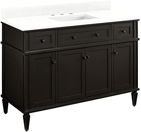 Signature Hardware 464895 Elmdale 48" Free Standing Single Vanity Set with Mahogany Cabinet, Vanity Top, and Rectangular Undermount Vitreous China Sink - 8" Faucet Holes