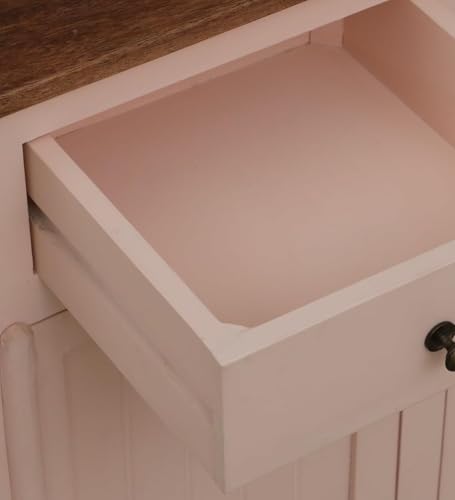Image of Solid Wood Madrid (L) Sideboard for Living Room | Kitchen Storage Cabinet | Crockery Storage Unit | Storage Cabinet (Finish- Scratch Resistant Tubaq Top and Rosette Pink)