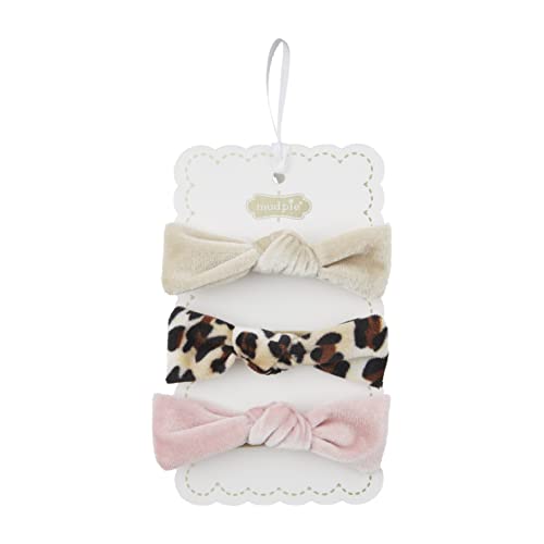 Mud Pie Bandanas de veludo para meninas de leopardo, castanho-acinzentado, tamanho único