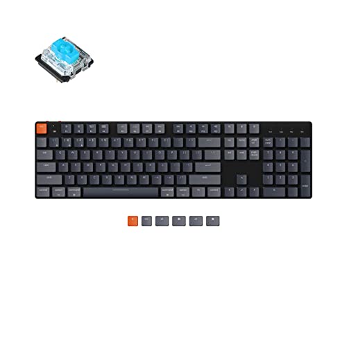 Keychron K5 Se Ultra-Slim Wireless Bluetooth/Wired Usb Mechanical Keyboard With Low-Profile Gateron Blue Switch, Full Size Layout 104 Keys Rgb Backlight Computer Keyboard For Mac And Windows #TOP18