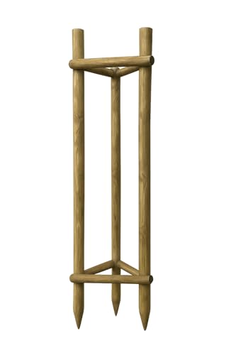 Timbermik Kit Complet Tuteur Arbre 240 cm ø 7 cm Tuteur Bois avec 3 Piquets 3 Sangles Noires 6 Demi Palissades Support Arbre Fixation Plantes Jardin