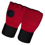 MotiveTech Gel Boxing Hand Wraps Boxing Inner Gloves Under Mitts Protector Washable Half Finger Kickboxing Mitts for Girls Workout Sanda, Red