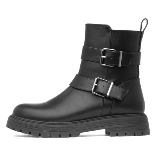 Lilley Womens Black Chunky Buckle Ankle Boot - Size 6 UK - Black