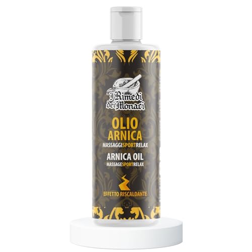 Olio Arnica e Canfora Effetto Caldo, Olio Massaggio Professionale 250 ml Canforato, Effetto Riscaldante e Rilassante per Muscoli e Articolazioni, Azione Rapida, Naturale, Non Unge - Rimedi dei Monaci