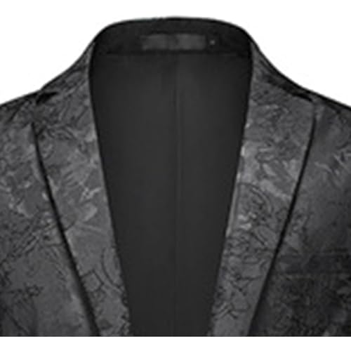 Men's Floral Jacquard Suit Jacket One Button Stylish Print Tux Blazer Notched Lapel Wedding Dinner Dress Tuxedo2