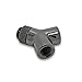 EKWB EK-AF G1/4" Rotary Y-Splitter Fitting, 2x Female to Male Ports, Black Nickel