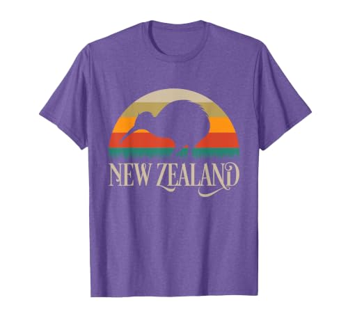 New Zealand Kiwi Vintage Bird NZ Travel Kiwis New Zealander T-Shirt, Men, Purple Heather, Large