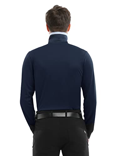 Hiverlay Long Sleeve Polo Shirts For Men Collared Golf Shirt With Pocket Upf 50+ Quick Dry Work Performance Navy L #TOP4