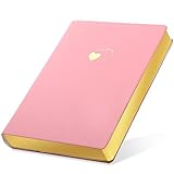 CAGIE Pink Journal for Women 256 Pages Cute Diary with Heart-Shaped Leather Journals for Writing A5 Soft Cover Journaling Notebooks for Work School (03 Pink, A5)