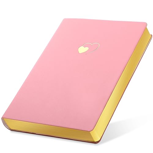 CAGIE Pink Journal for Women 256 Pages Cute Diary with Heart-Shaped Leather Journals for Writing A5 Soft Cover Journaling Notebooks for Work School (03 Pink, A5)
