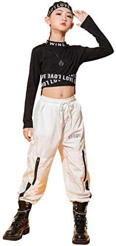Happy Cherry Girls Hip Hop Dance Streetwear Jazz Dance Fashion 5 Piece Outfits Crop Top Jogger Cargo Pants Sweatpants Tracksuit Streetwear #TOP2