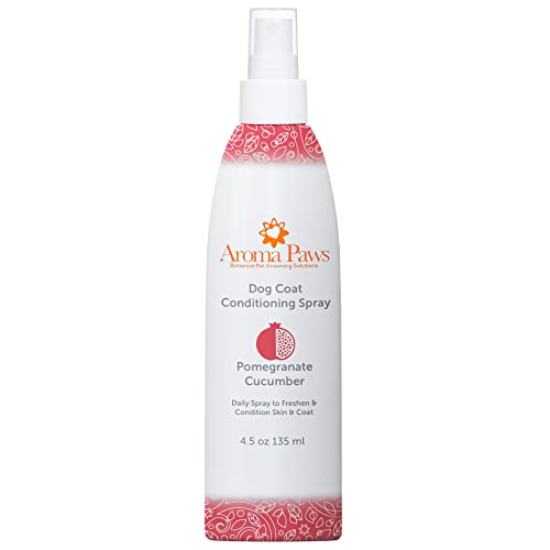 Aroma Paws Scented Dog Coat Spray – Cleansing, Conditioning, Moisturizing – Toxin Free, Healthy Ingredients – Aromatic Grooming Puppy Spray – Loosens Knots, Tangles – 4.5 Oz., Pomegranate Cucumber