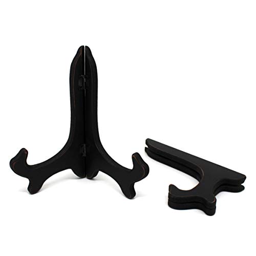 Cvhomedeco. Vintage Distressed Black Decorative Wooden Plates Rack Wood Easels Holder Folding Display Stand Home Décor Art, 7 Inch, Set Of 2. #TOP17