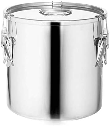 304 Stainless Steel Food Storage Containers Airtight with Portable Handle, Large Kitchen Rice Canisters Bucket with Lids and Side Locking Clamp,Great for Flour Snacks Sugar Cereal